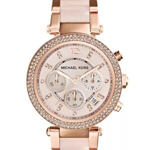 NWOT RARE Michael Kors MK5896 Women's Rose Gold Blush Glitz Watch